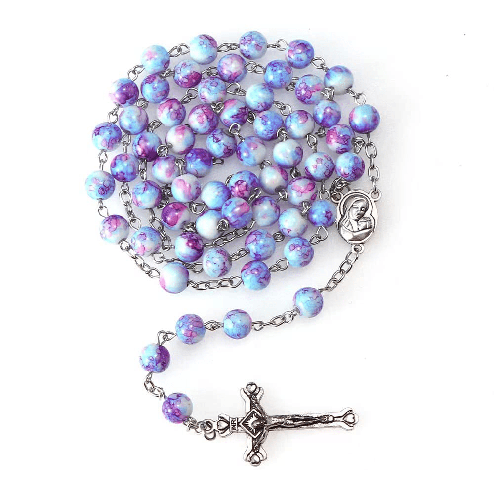 Christianartworkshop Rosenkranz mit Madonna und Kind und Kruzifix, rund, 8 mm, mehrfarbig, Kette aus Acryllegierung - image 7