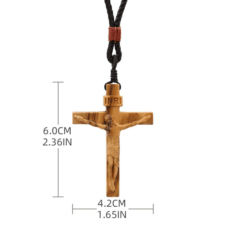 Christianartworkshop Halskette aus Holz mit Jesus-Kruzifix