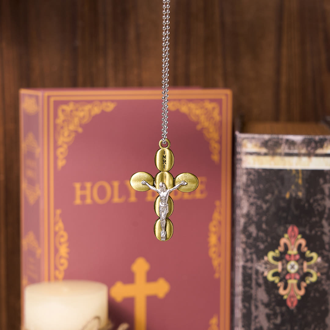 Christianartworkshop Halskette mit Anhänger, schlichtes Kruzifix, Schutz-Amulett, Religion
