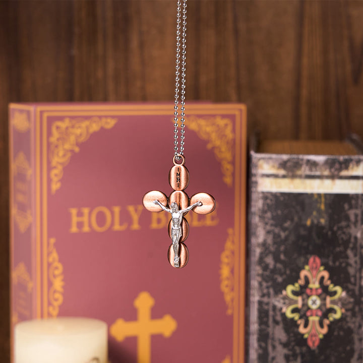 Christianartworkshop Halskette mit Anhänger, schlichtes Kruzifix, Schutz-Amulett, Religion