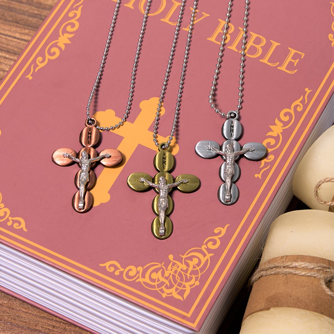 Christianartworkshop Halskette mit Anhänger, schlichtes Kruzifix, Schutz-Amulett, Religion