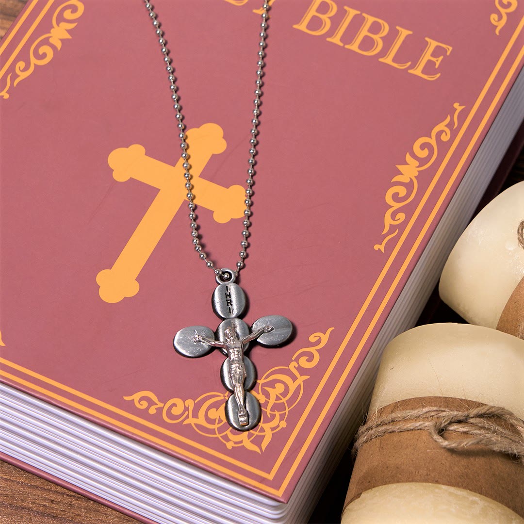 Christianartworkshop Halskette mit Anhänger, schlichtes Kruzifix, Schutz-Amulett, Religion