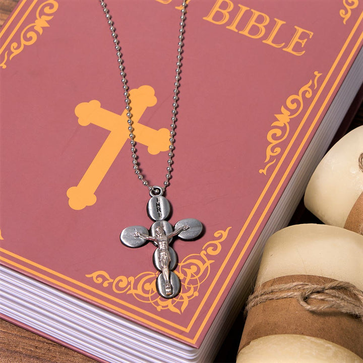 Christianartworkshop Halskette mit Anhänger, schlichtes Kruzifix, Schutz-Amulett, Religion