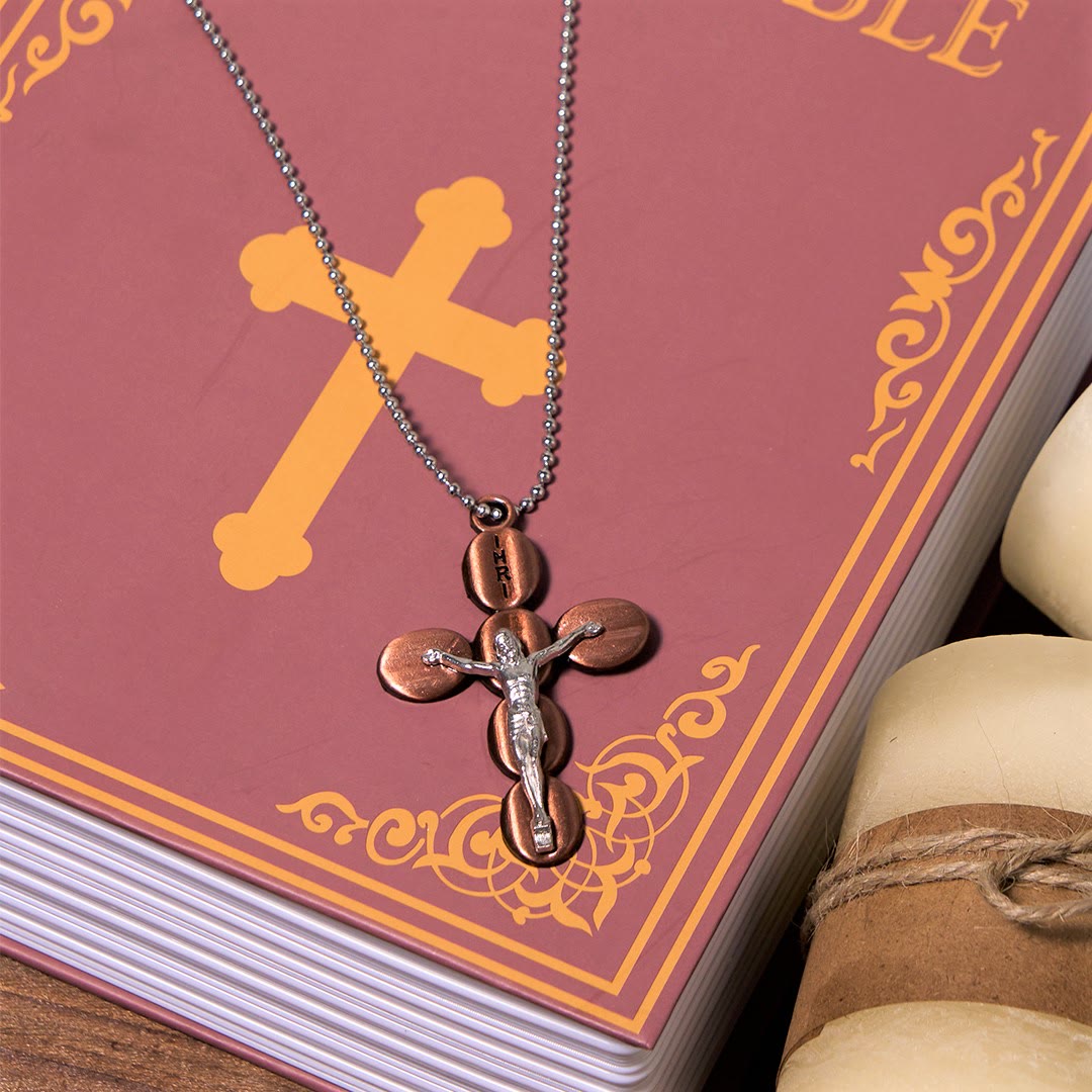 Christianartworkshop Halskette mit Anhänger, schlichtes Kruzifix, Schutz-Amulett, Religion