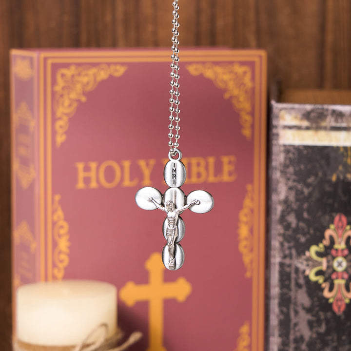 Christianartworkshop Halskette mit Anhänger, schlichtes Kruzifix, Schutz-Amulett, Religion