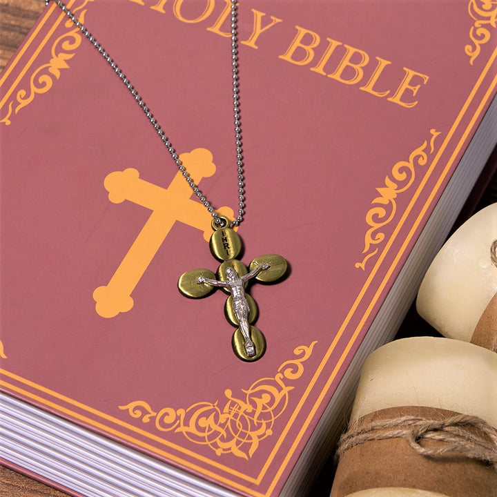 Christianartworkshop Halskette mit Anhänger, schlichtes Kruzifix, Schutz-Amulett, Religion