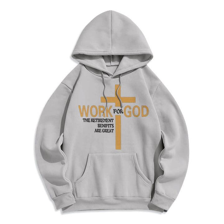 Christianartworkshop Kapuzenpullover aus Polyester im klassischen Stil „Cross Work For God“ mit Fleecefutter