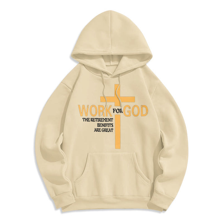 Christianartworkshop Kapuzenpullover aus Polyester im klassischen Stil „Cross Work For God“ mit Fleecefutter