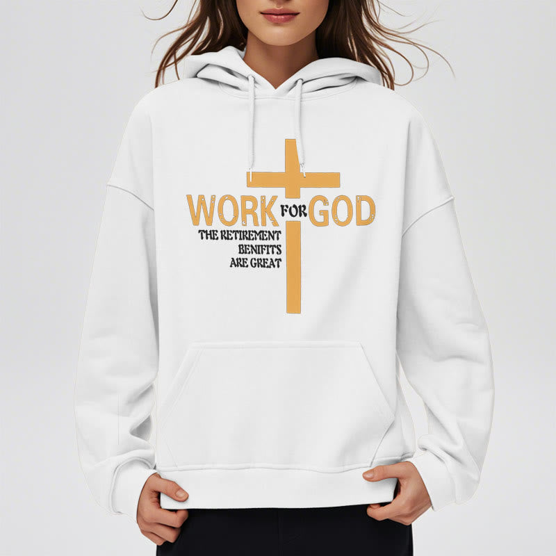 Christianartworkshop Kapuzenpullover aus Polyester im klassischen Stil „Cross Work For God“ mit Fleecefutter
