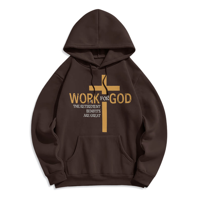Christianartworkshop Kapuzenpullover aus Polyester im klassischen Stil „Cross Work For God“ mit Fleecefutter - Braun - 2XL - image 15