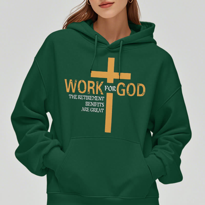 Christianartworkshop Kapuzenpullover aus Polyester im klassischen Stil „Cross Work For God“ mit Fleecefutter