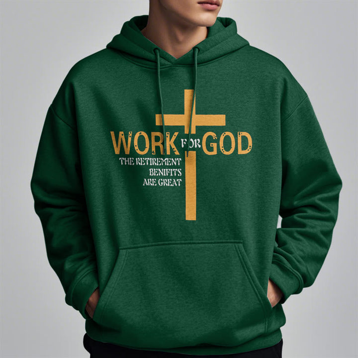 Christianartworkshop Kapuzenpullover aus Polyester im klassischen Stil „Cross Work For God“ mit Fleecefutter