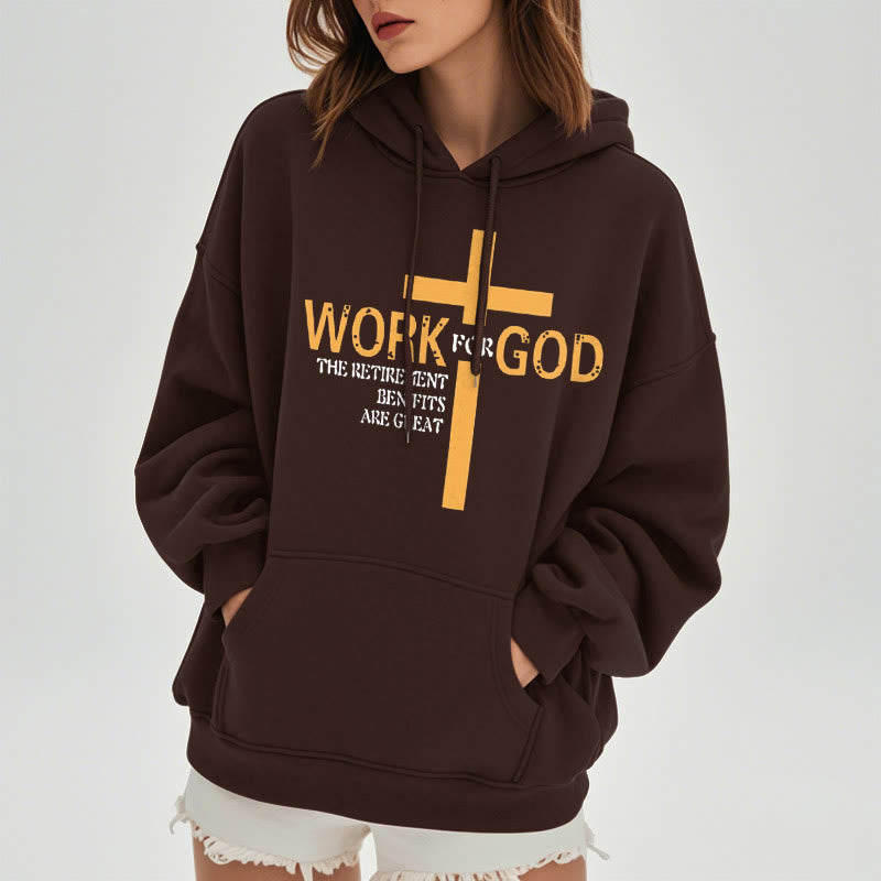 Christianartworkshop Kapuzenpullover aus Polyester im klassischen Stil „Cross Work For God“ mit Fleecefutter