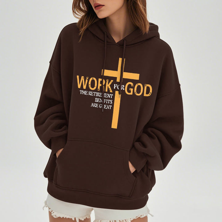 Christianartworkshop Kapuzenpullover aus Polyester im klassischen Stil „Cross Work For God“ mit Fleecefutter