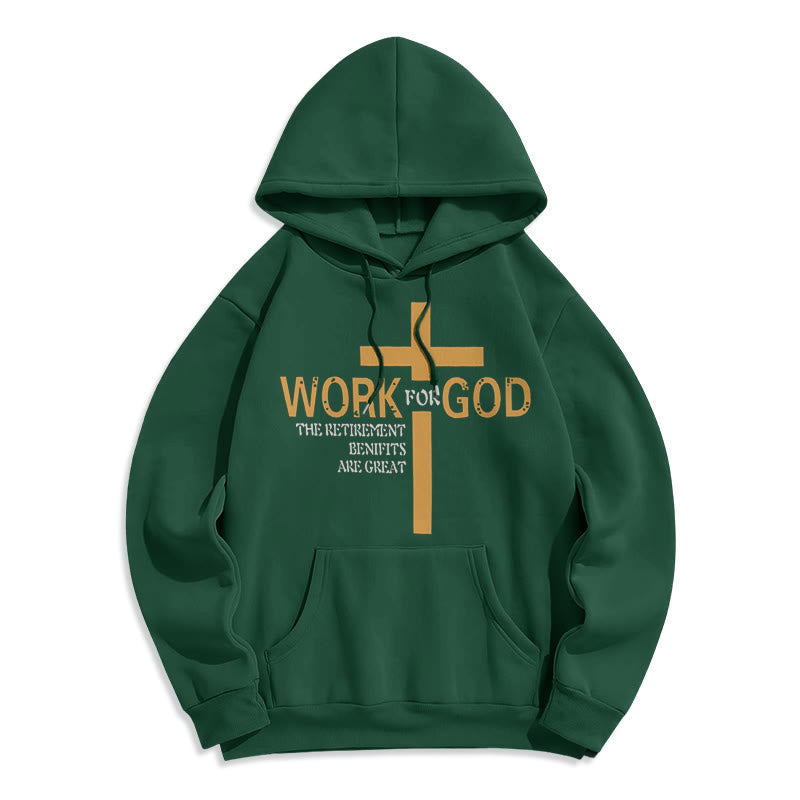 Christianartworkshop Kapuzenpullover aus Polyester im klassischen Stil „Cross Work For God“ mit Fleecefutter