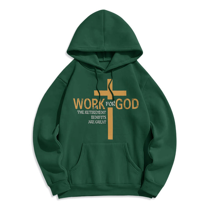 Christianartworkshop Kapuzenpullover aus Polyester im klassischen Stil „Cross Work For God“ mit Fleecefutter