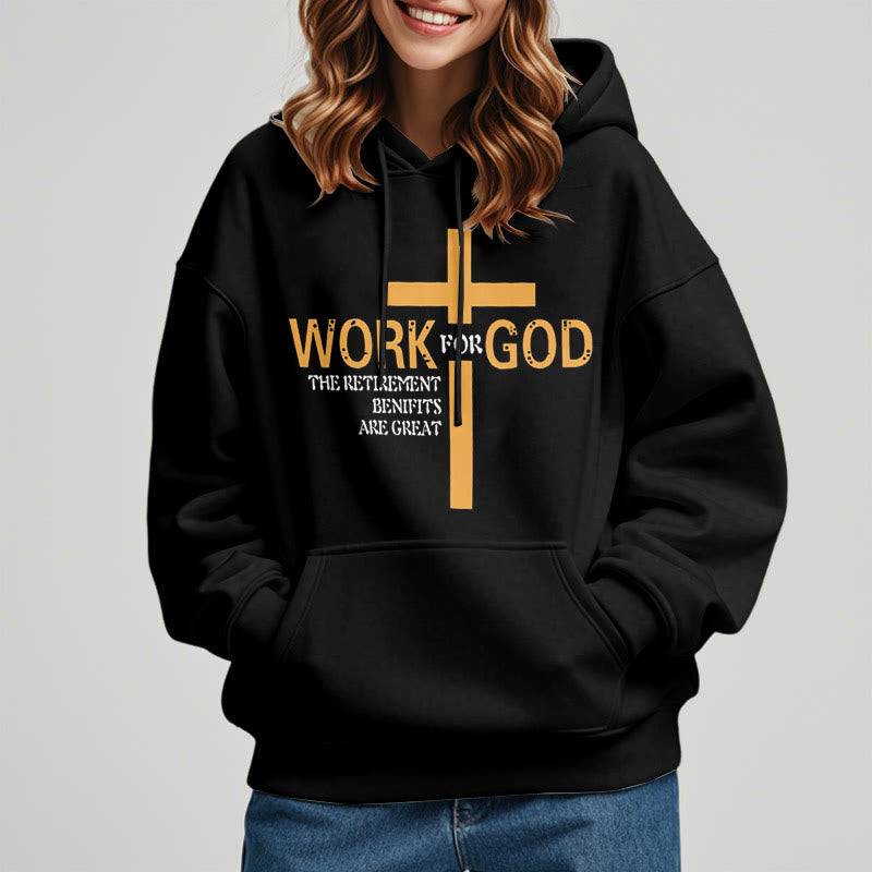 Christianartworkshop Kapuzenpullover aus Polyester im klassischen Stil „Cross Work For God“ mit Fleecefutter