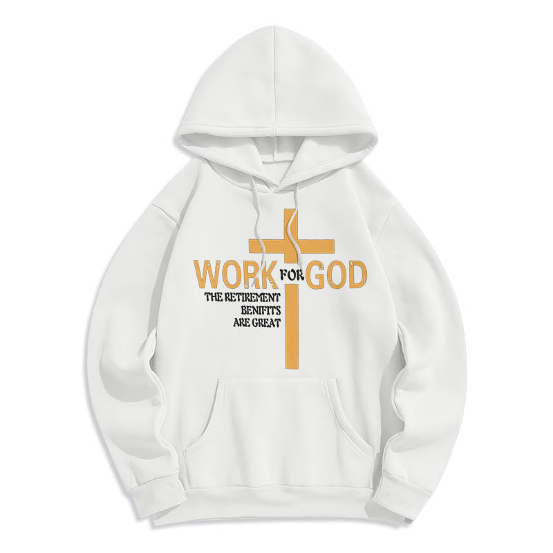 Christianartworkshop Kapuzenpullover aus Polyester im klassischen Stil „Cross Work For God“ mit Fleecefutter - Weiß - 2XL - image 5