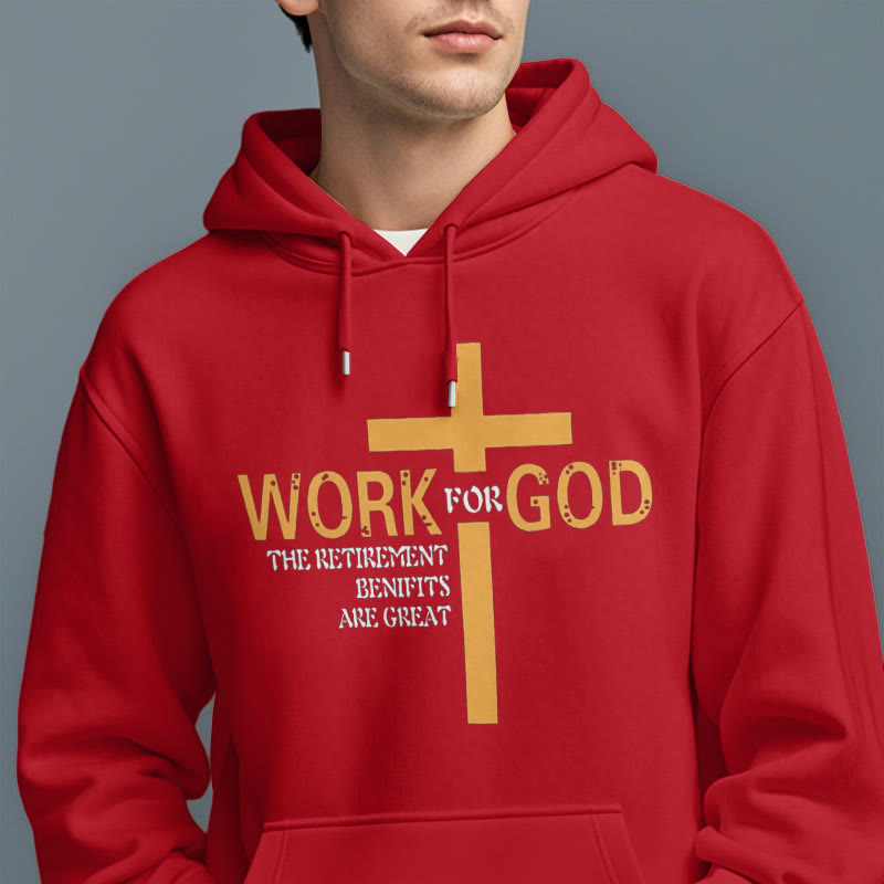 Christianartworkshop Kapuzenpullover aus Polyester im klassischen Stil „Cross Work For God“ mit Fleecefutter