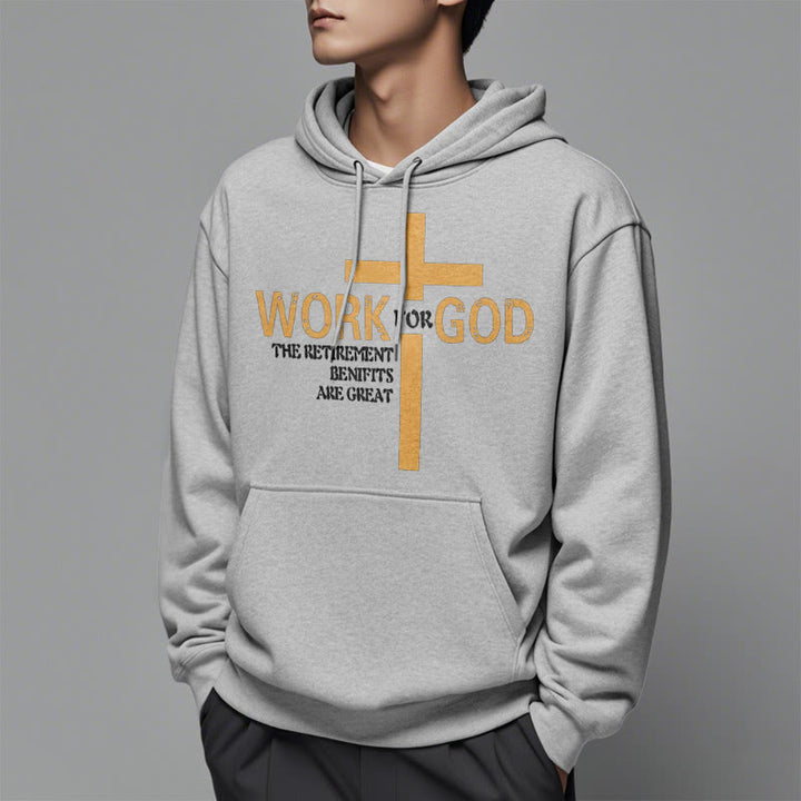 Christianartworkshop Kapuzenpullover aus Polyester im klassischen Stil „Cross Work For God“ mit Fleecefutter
