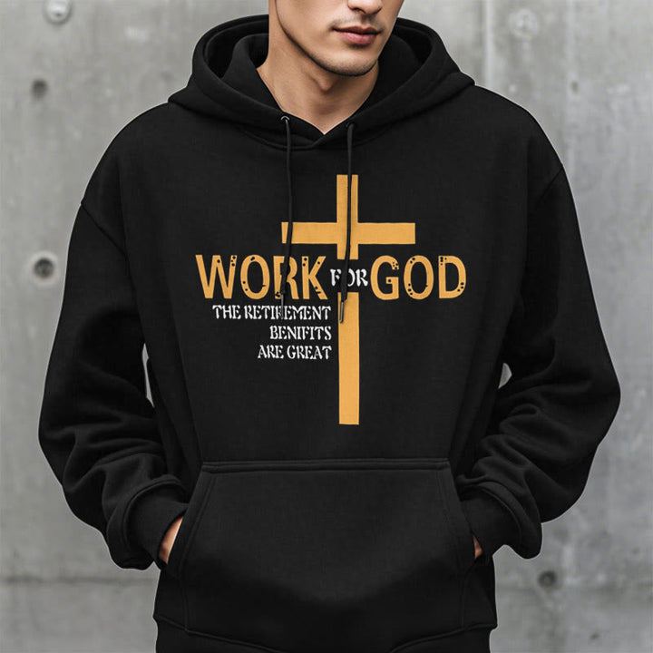 Christianartworkshop Kapuzenpullover aus Polyester im klassischen Stil „Cross Work For God“ mit Fleecefutter - image 2
