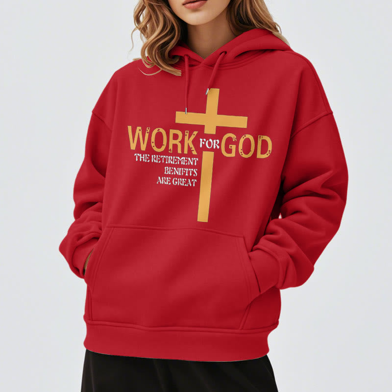 Christianartworkshop Kapuzenpullover aus Polyester im klassischen Stil „Cross Work For God“ mit Fleecefutter