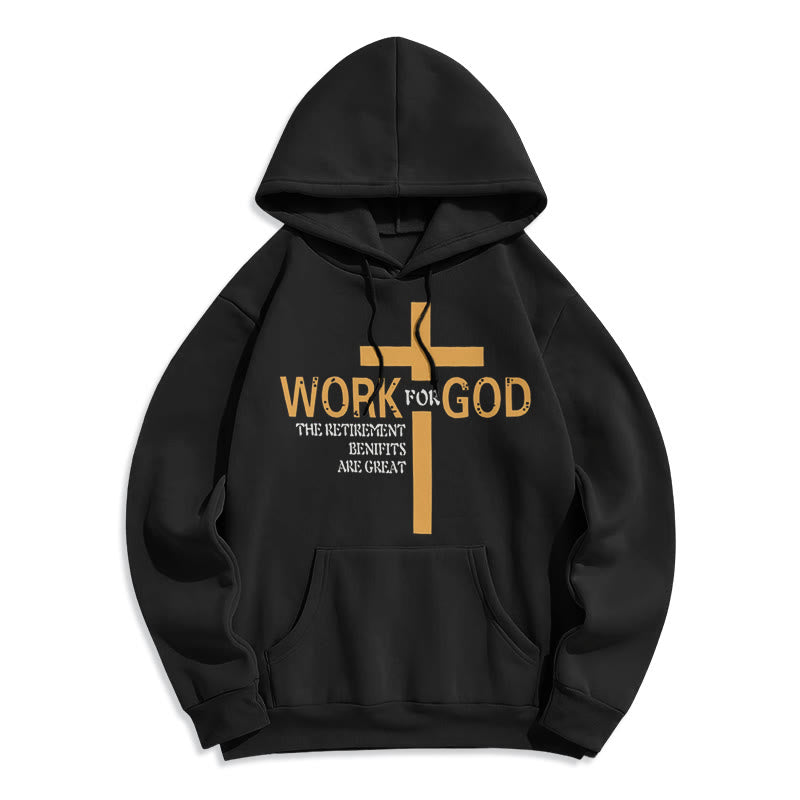 Christianartworkshop Kapuzenpullover aus Polyester im klassischen Stil „Cross Work For God“ mit Fleecefutter - Schwarz - 2XL - image 0