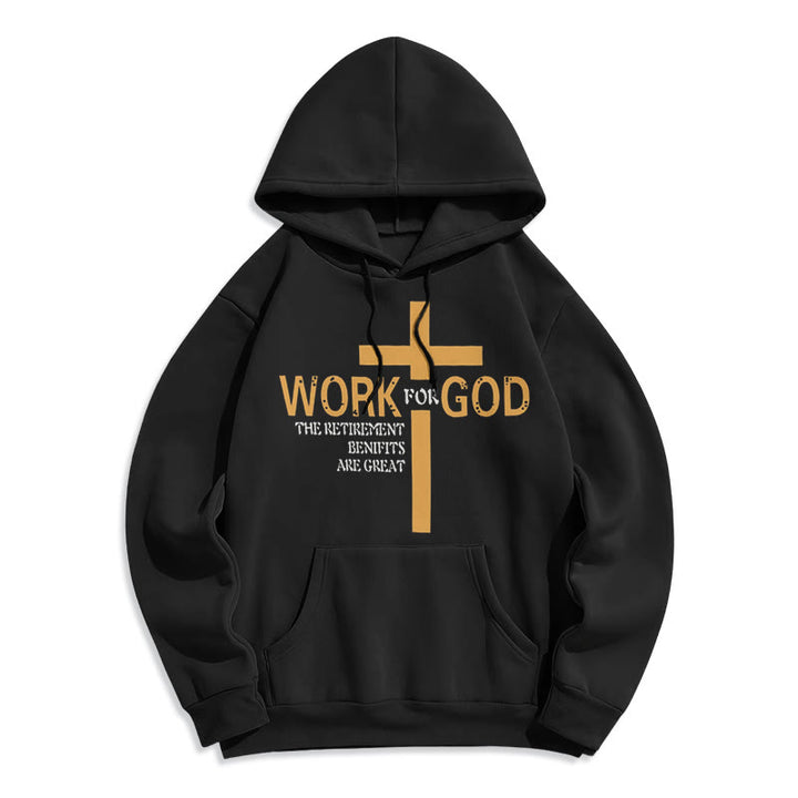 Christianartworkshop Kapuzenpullover aus Polyester im klassischen Stil „Cross Work For God“ mit Fleecefutter - Schwarz - 2XL - image 0