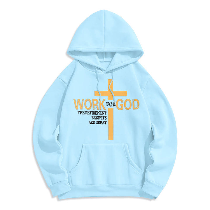 Christianartworkshop Kapuzenpullover aus Polyester im klassischen Stil „Cross Work For God“ mit Fleecefutter