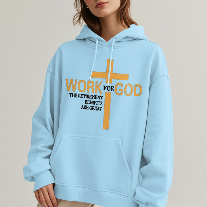 Christianartworkshop Kapuzenpullover aus Polyester im klassischen Stil „Cross Work For God“ mit Fleecefutter
