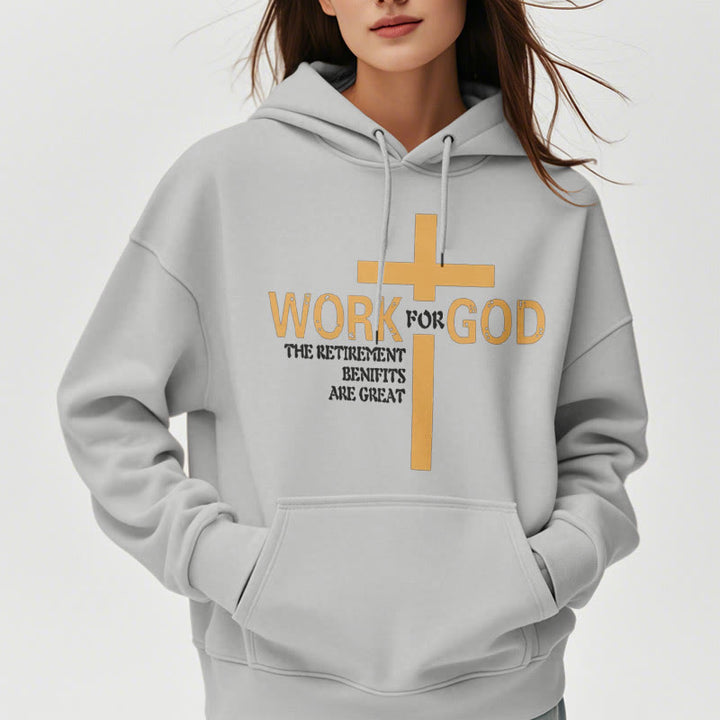 Christianartworkshop Kapuzenpullover aus Polyester im klassischen Stil „Cross Work For God“ mit Fleecefutter