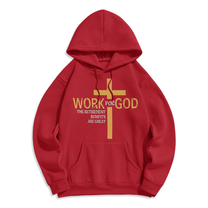 Christianartworkshop Kapuzenpullover aus Polyester im klassischen Stil „Cross Work For God“ mit Fleecefutter - Rot - 2XL - image 35