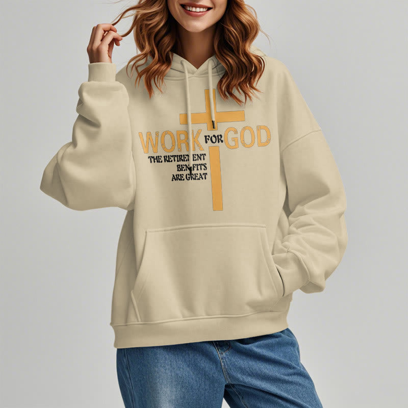 Christianartworkshop Kapuzenpullover aus Polyester im klassischen Stil „Cross Work For God“ mit Fleecefutter