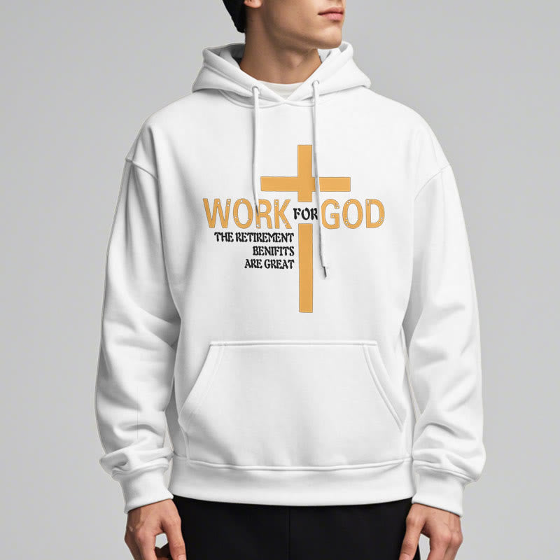 Christianartworkshop Kapuzenpullover aus Polyester im klassischen Stil „Cross Work For God“ mit Fleecefutter - image 7