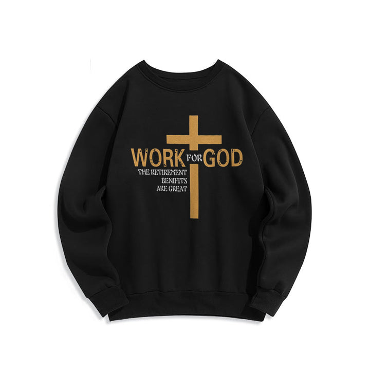 Christianartworkshop Klassisches Sweatshirt im Kreuz-Stil, Arbeit für Gott, mit Fleece gefüttert, Polyester