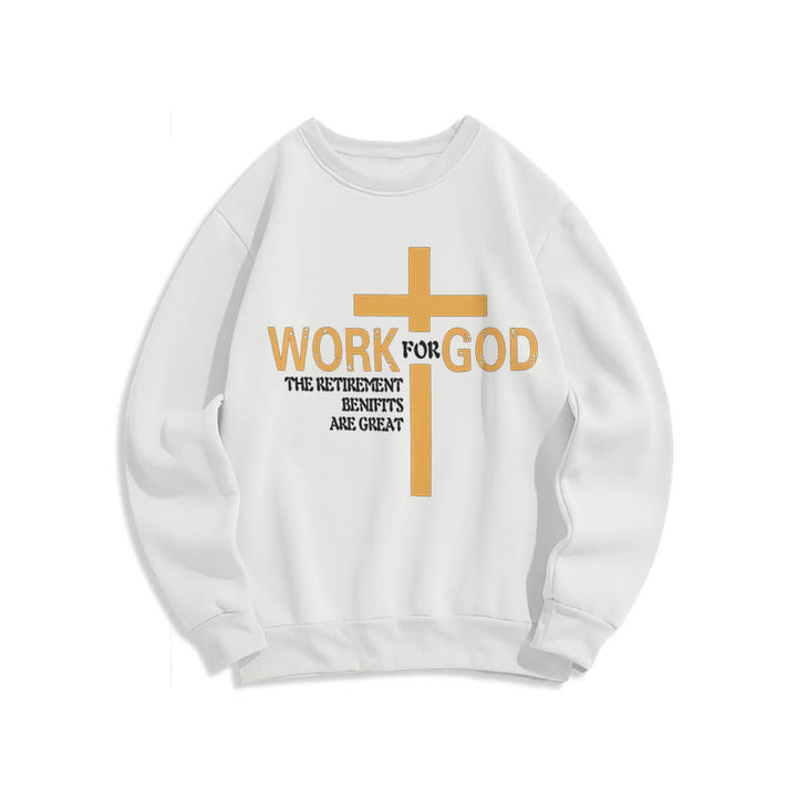 Christianartworkshop Klassisches Sweatshirt im Kreuz-Stil, Arbeit für Gott, mit Fleece gefüttert, Polyester