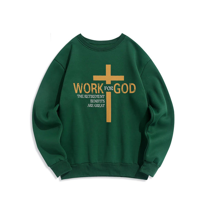 Christianartworkshop Klassisches Sweatshirt im Kreuz-Stil, Arbeit für Gott, mit Fleece gefüttert, Polyester - Grün - 2XL - image 20