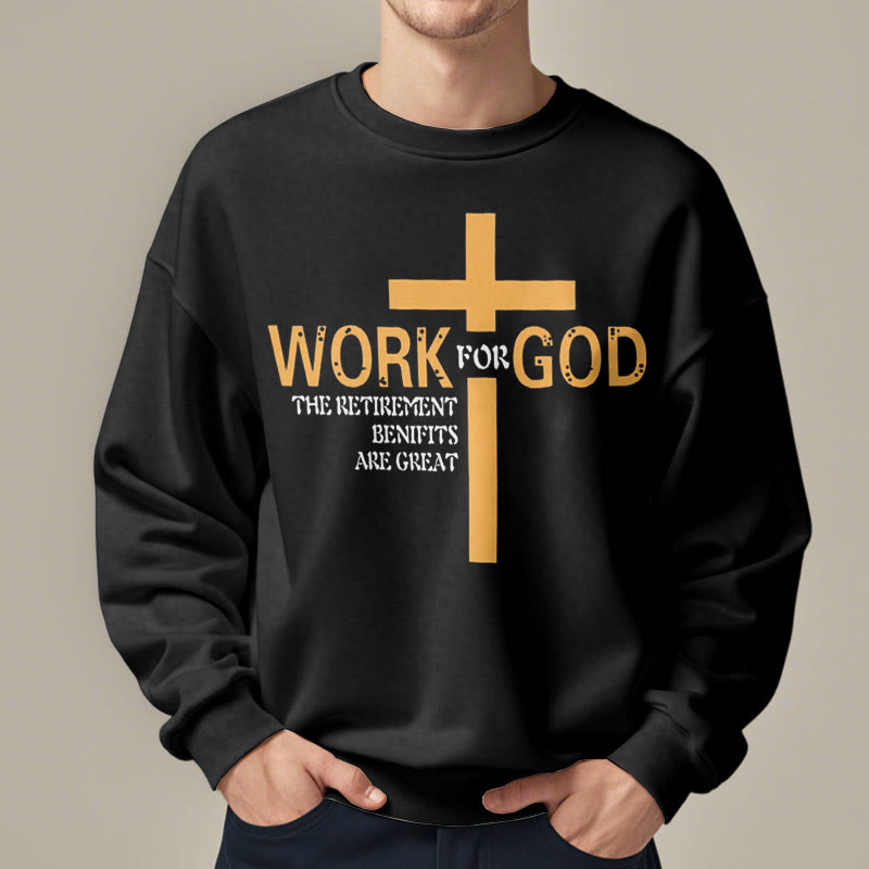 Christianartworkshop Klassisches Sweatshirt im Kreuz-Stil, Arbeit für Gott, mit Fleece gefüttert, Polyester