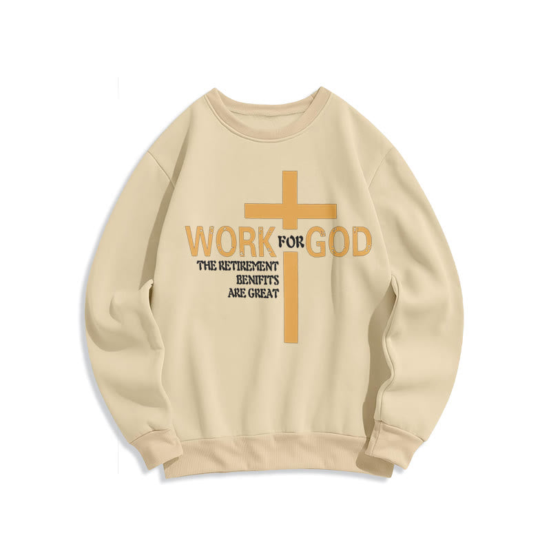 Christianartworkshop Klassisches Sweatshirt im Kreuz-Stil, Arbeit für Gott, mit Fleece gefüttert, Polyester - Beige - 2XL - image 10