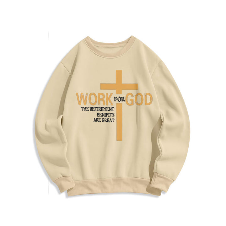 Christianartworkshop Klassisches Sweatshirt im Kreuz-Stil, Arbeit für Gott, mit Fleece gefüttert, Polyester - Beige - 2XL - image 10