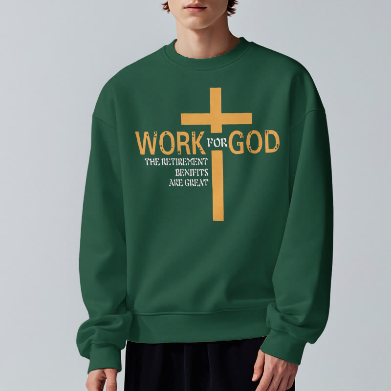 Christianartworkshop Klassisches Sweatshirt im Kreuz-Stil, Arbeit für Gott, mit Fleece gefüttert, Polyester