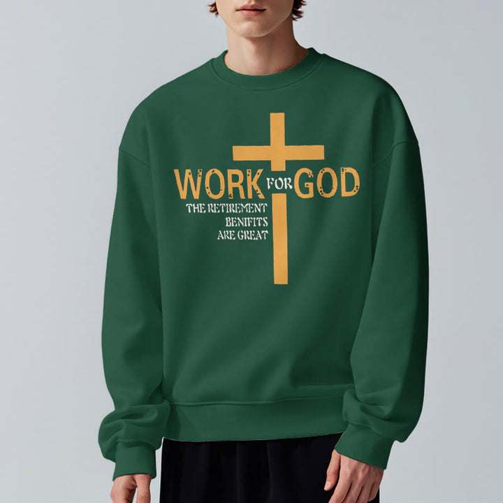 Christianartworkshop Klassisches Sweatshirt im Kreuz-Stil, Arbeit für Gott, mit Fleece gefüttert, Polyester