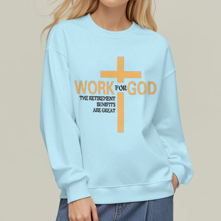 Christianartworkshop Klassisches Sweatshirt im Kreuz-Stil, Arbeit für Gott, mit Fleece gefüttert, Polyester