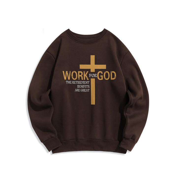 Christianartworkshop Klassisches Sweatshirt im Kreuz-Stil, Arbeit für Gott, mit Fleece gefüttert, Polyester - Braun - 2XL - image 15