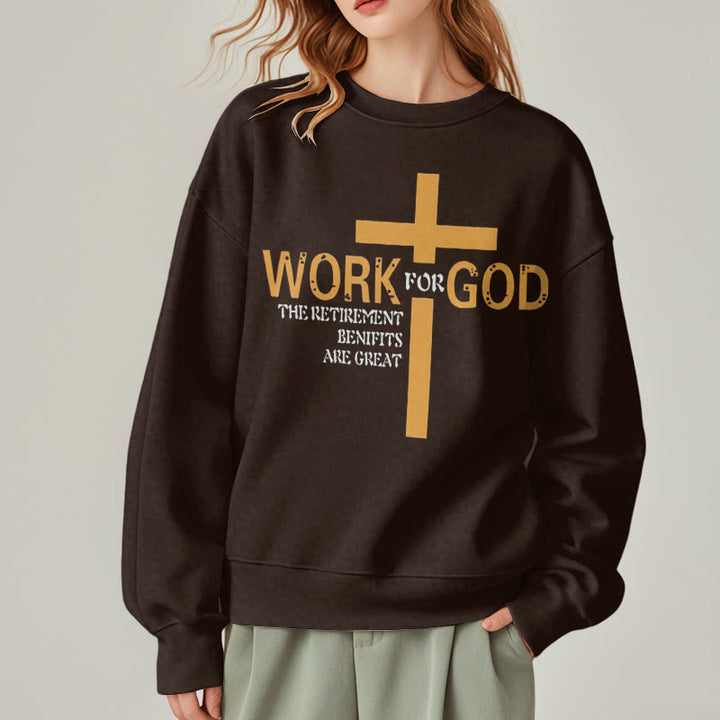 Christianartworkshop Klassisches Sweatshirt im Kreuz-Stil, Arbeit für Gott, mit Fleece gefüttert, Polyester