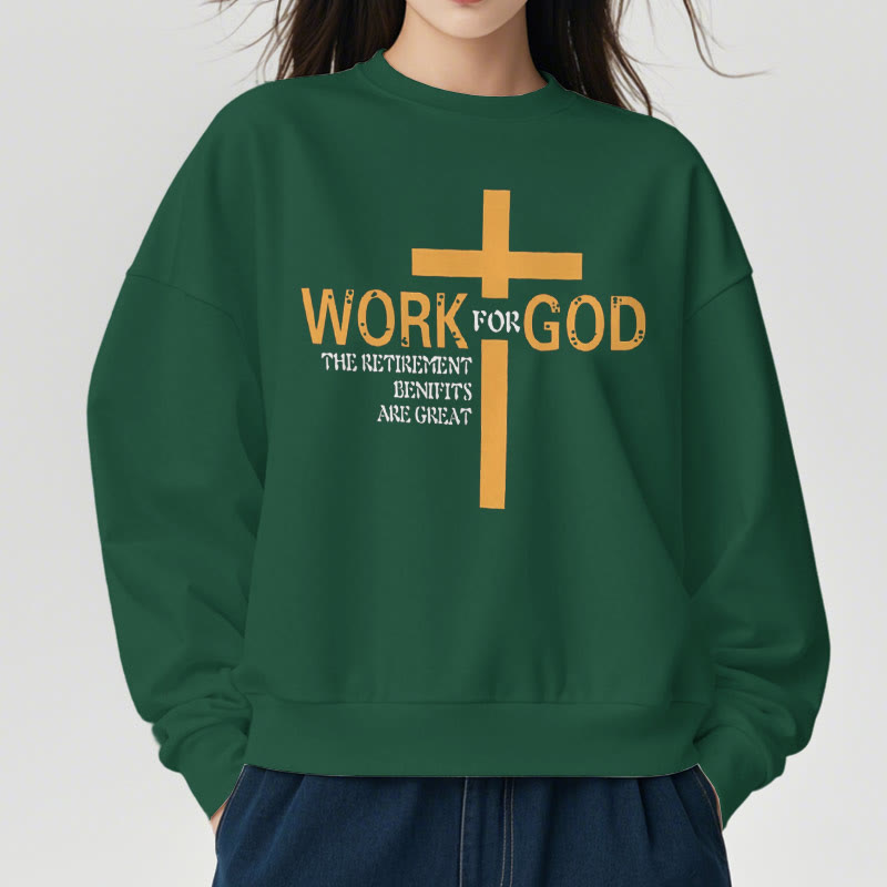 Christianartworkshop Klassisches Sweatshirt im Kreuz-Stil, Arbeit für Gott, mit Fleece gefüttert, Polyester