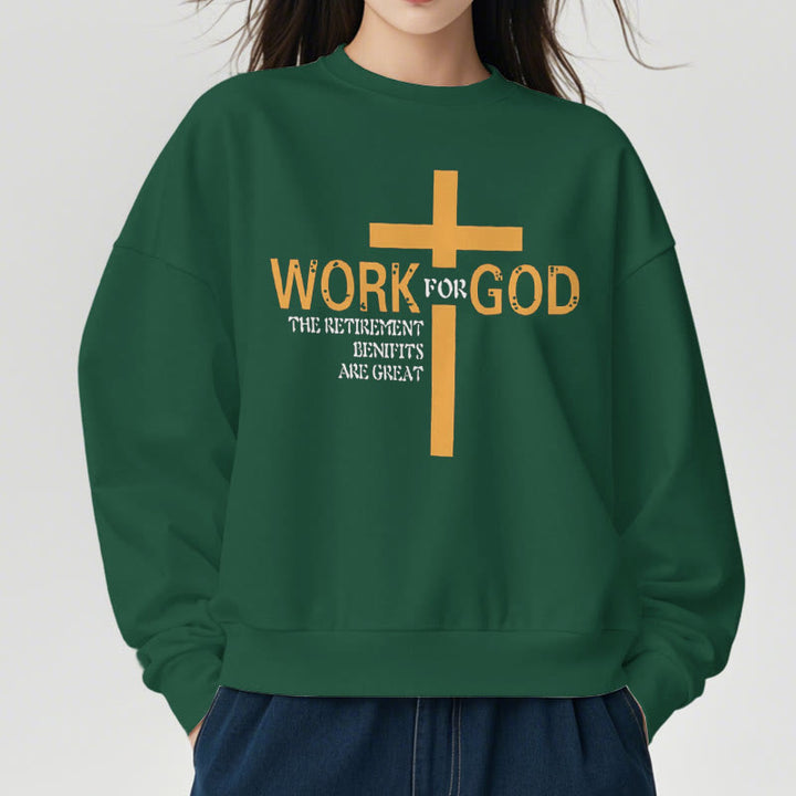 Christianartworkshop Klassisches Sweatshirt im Kreuz-Stil, Arbeit für Gott, mit Fleece gefüttert, Polyester