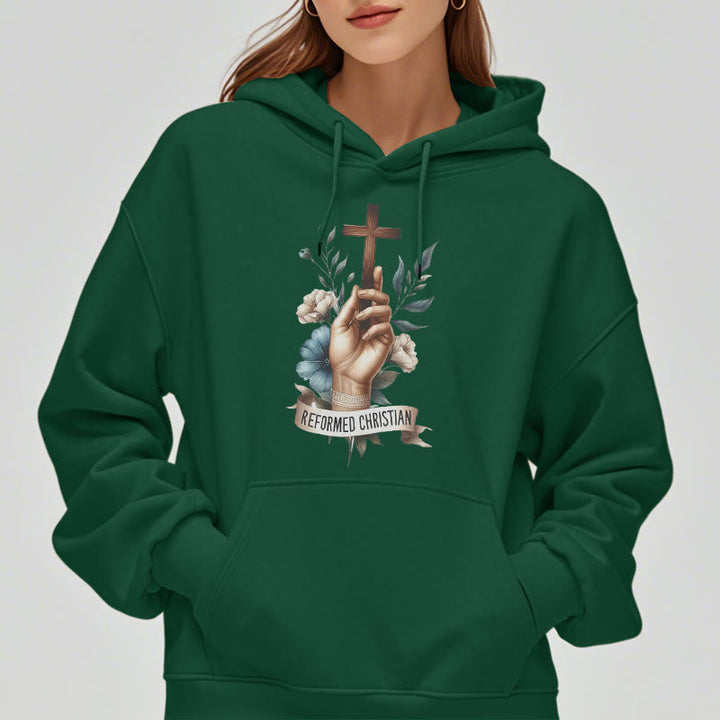 Christianartworkshop Kapuzenpullover aus Polyester im klassischen, farbigen Stil mit Fleecefutter im reformierten christlichen Glauben - image 22