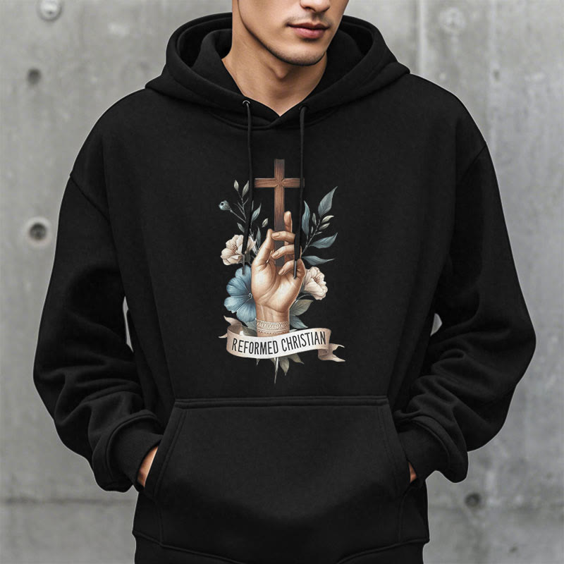 Christianartworkshop Kapuzenpullover aus Polyester im klassischen, farbigen Stil mit Fleecefutter im reformierten christlichen Glauben - image 8