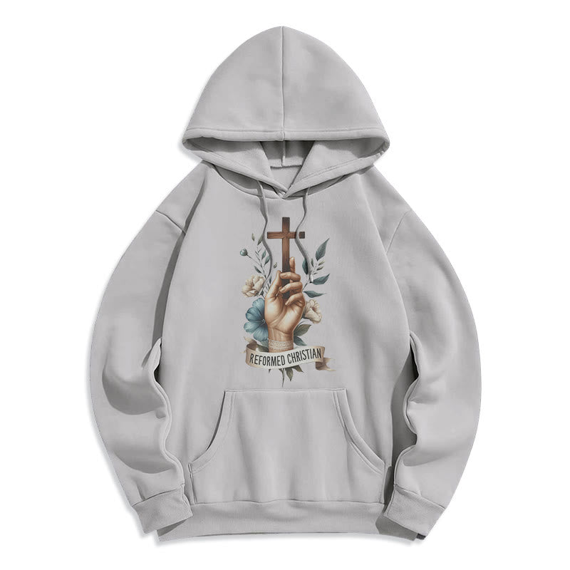 Christianartworkshop Klassischer farbiger Hoodie im reformierten christlichen Stil, gefüttert mit Polyester, Fleece-Futter - Grau - 2XL - image 30